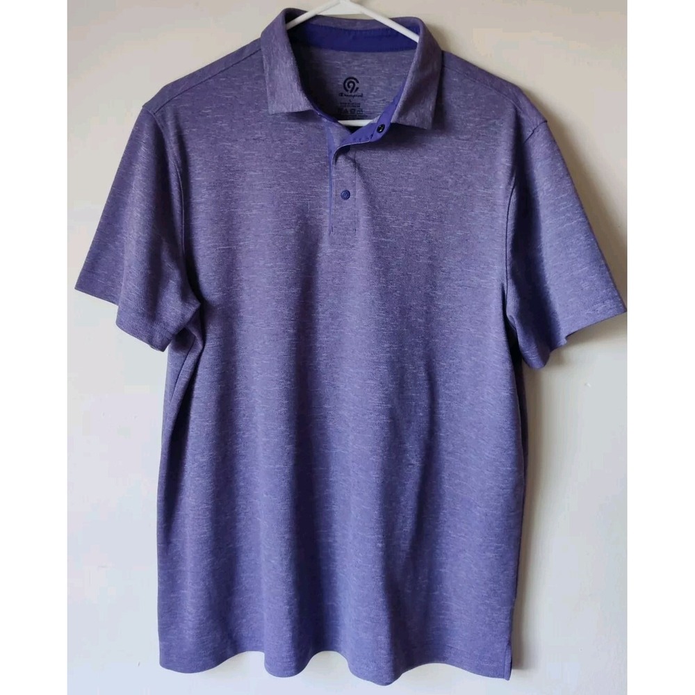 Champion‎ Men's Polo Shirt Short Sleeve Collar Purple Size Large Snap Closure